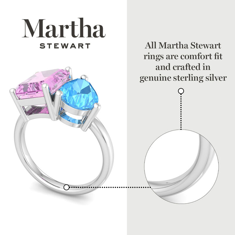 Martha Stewart 4 3/4ctw. Pink Sapphire & Blue Topaz Two Stone Ring In Sterling Silver image number null